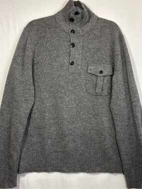 Ralph Lauren RLX Grey Lambwool Pullover 1/2 Zip Pocket Elbow Patches Golf